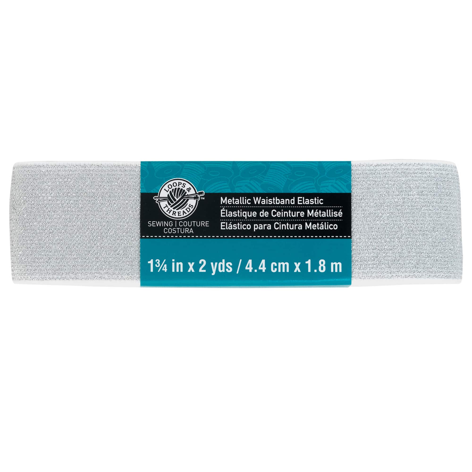 Silver Metallic Elastic Waistband By Loops & Threads™